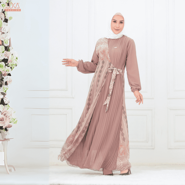 SOKA - Gamis Long Dress Kayna Mocca - Fashion Muslim