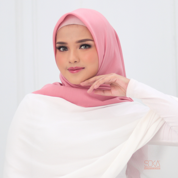 Hijab Segi Empat Paris Premium Pink - Fashion Muslim