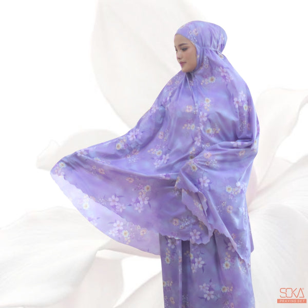 SOKA - Mukena Dewasa Travel Parasut Motif Premium Sora Lilac - Fashion muslim