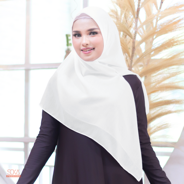 Hijab Segi Empat Paris Premium Broken White - Fashion Muslim