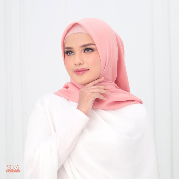 Hijab Segi Empat Paris Premium Baby Pink - Fashion Muslim