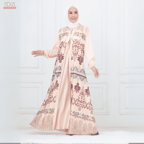 SOKA - Gamis Long Dress Nayna Rosegold - Fashion Muslim