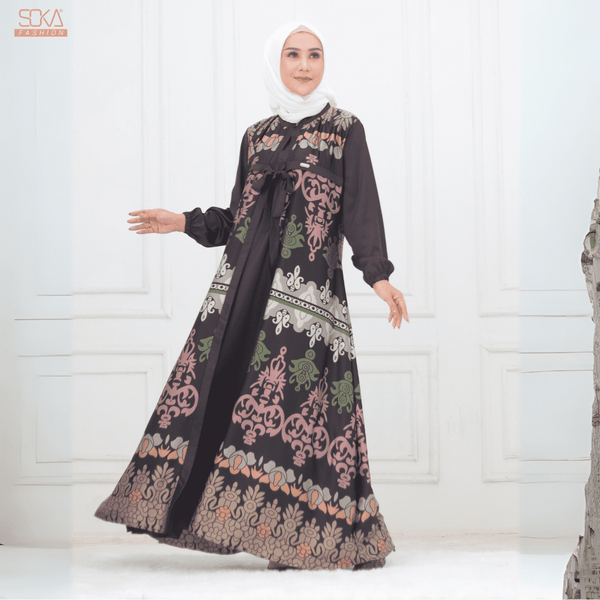 SOKA - Gamis Long Dress Nayna Black - Fashion Muslim