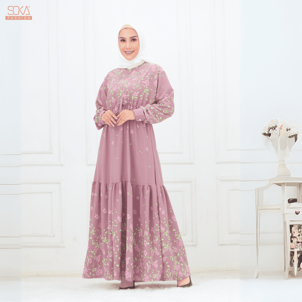 SOKA - Gamis Long Dress Cyana Roseplum - Fashion Muslim