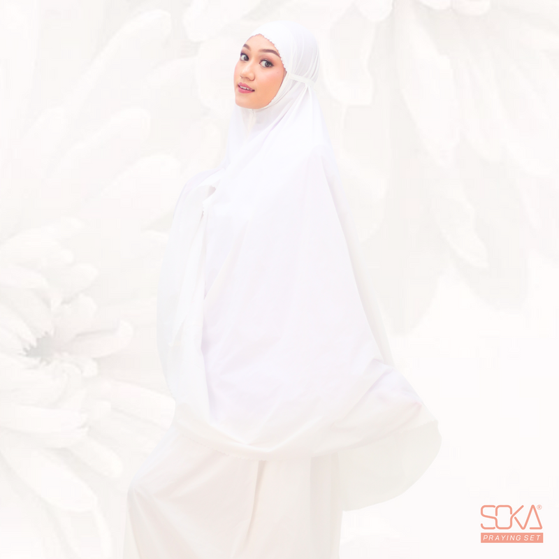 Mukena Dewasa Polos Shana White Laser Cut Bahan Premium - Fashion Muslim