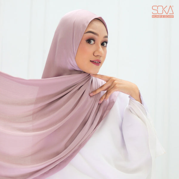 Hijab Pashmina Shimmer Silk Shwarna Dusty Purple Premium - Fashion Muslim