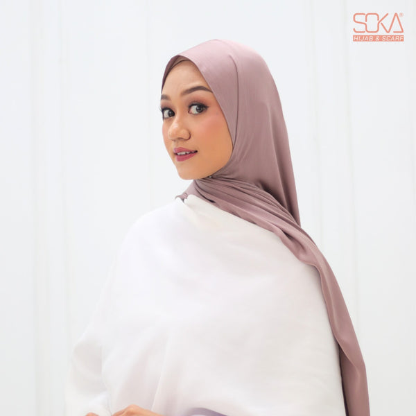Hijab Pashmina Shimmer Silk Shwarna Deep Taupe Premium - Fashion Muslim